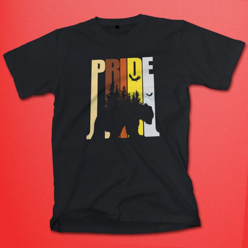 Gay Bear Pride T Shirt Vintage Black