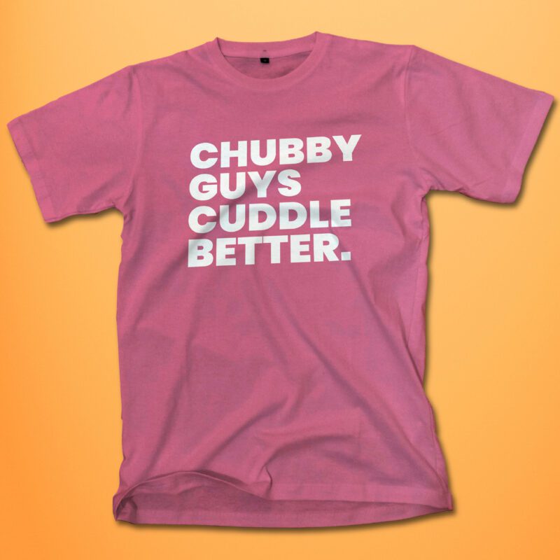 chubby guys cuddle better pink shirt