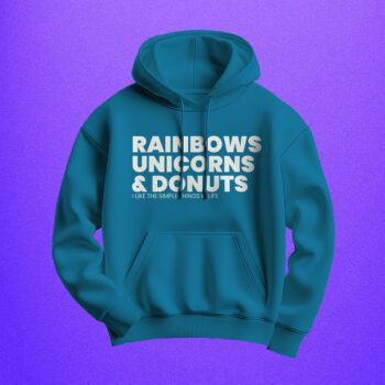 Rainbow Unicorns and Donuts Blue Hoodie